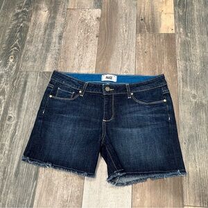 Paige Jimmy Jimmy Short Size 29 Dean Wash Dark Blue Boyfriend Raw Hem NWOT